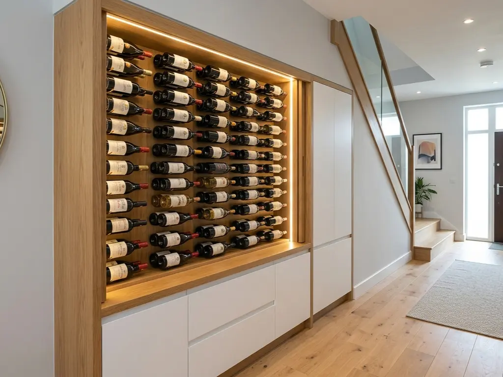 Hallway wine rack idea