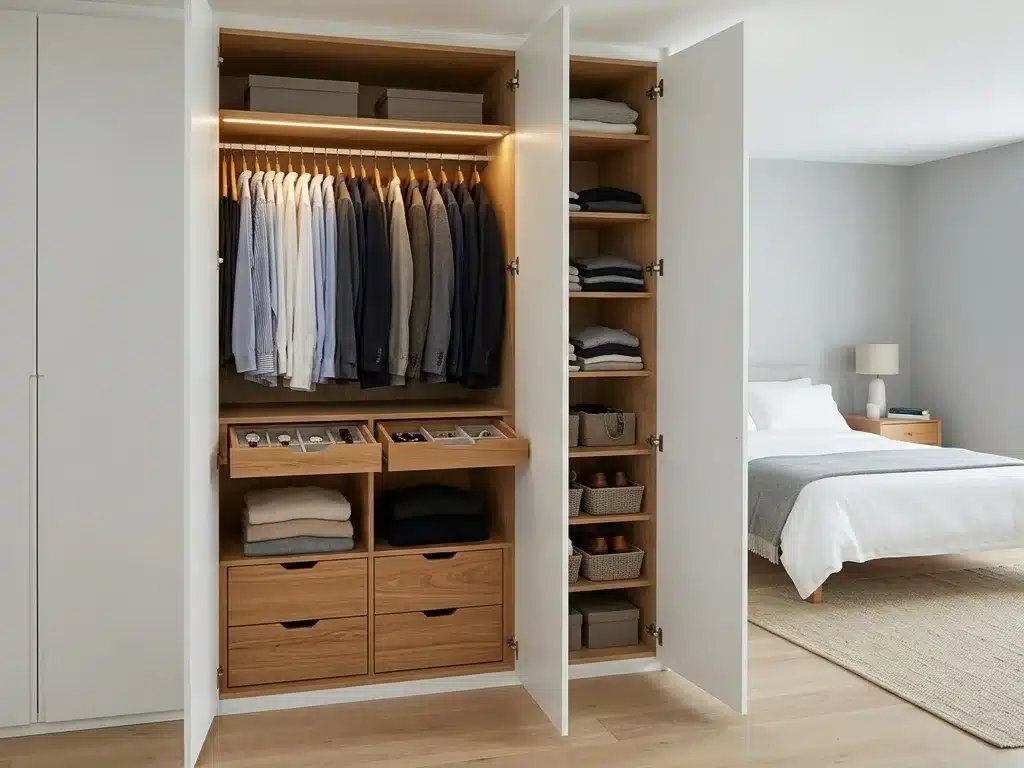 Hidden drawers in a minimalist bedroom Hidden drawers in a minimalist bedroom